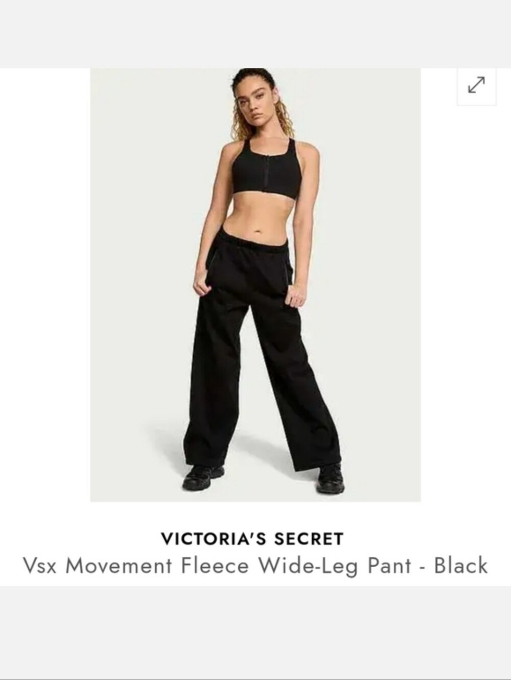 Victoria's Secret VSX Wideleg Movement Fleece Lined Gym Pant BLACK LARGE